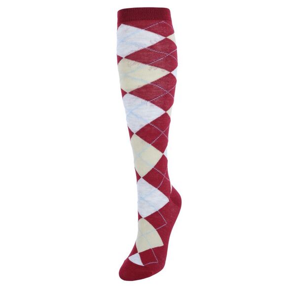 CTM Women's Fun Colored Argyle Plaid Knee High Socks (1 Pair) - Picture 1 of 2
